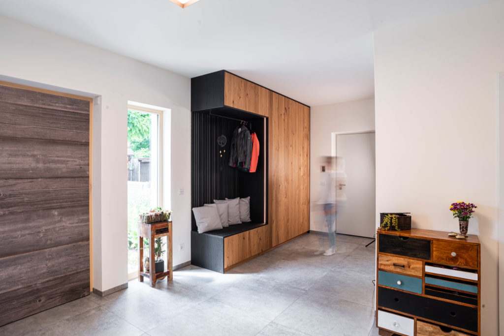 Kledingkast zwart structuur Kolen eiken LED