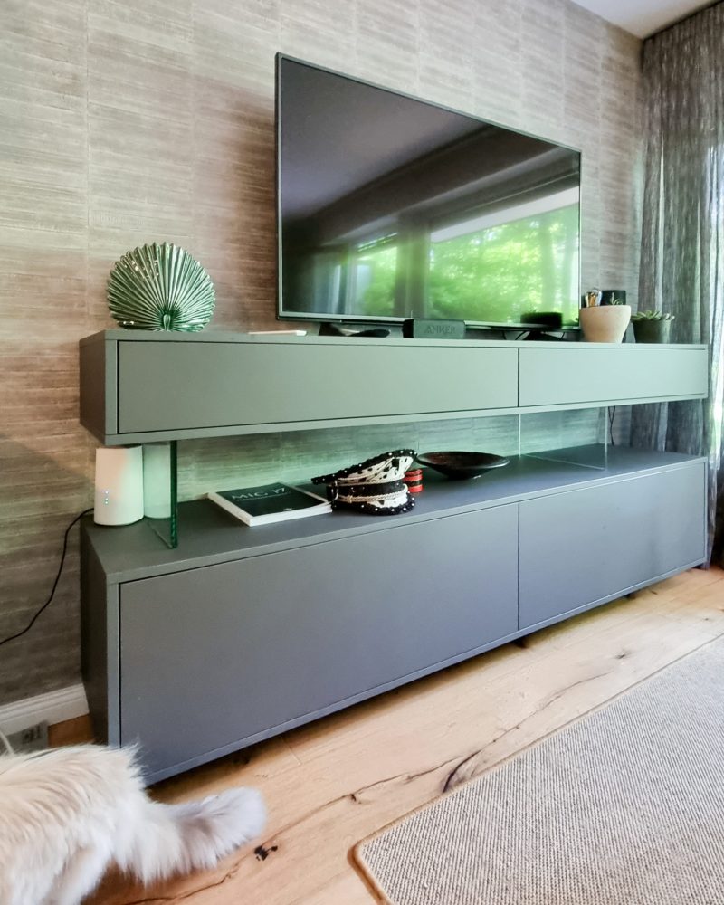 Dressoir met glazen wand zwart TV-woonkamermeubel