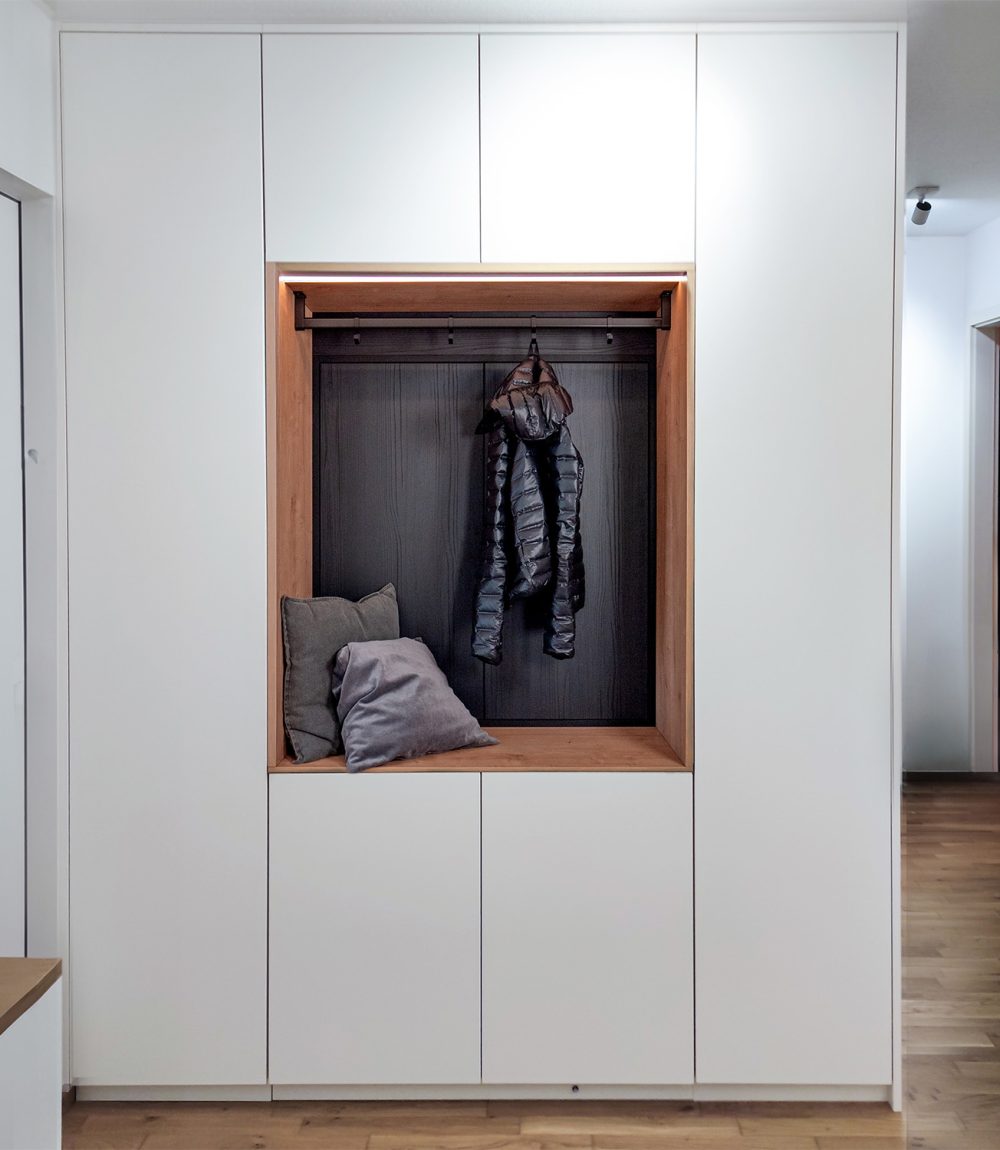 Einbauschrank Kombination weiss matt Eiche